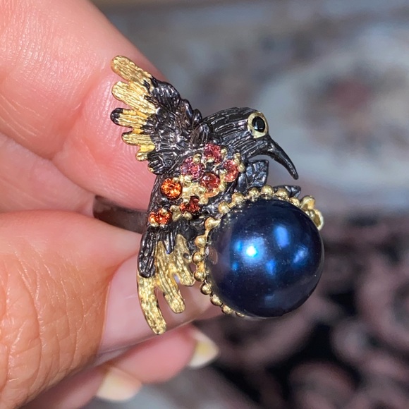 Adorable Genuine Black Tahitian Pearl Ring - Picture 14 of 17